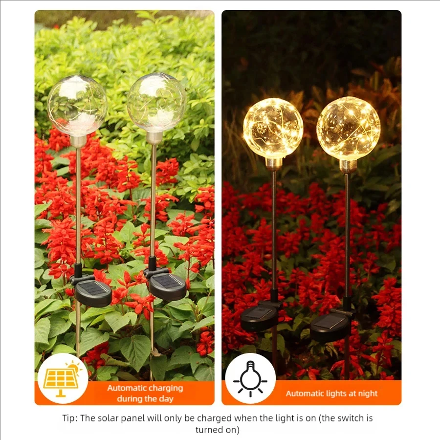 أضواء فناء تعمل بالطاقة الشمسية، أضواء كروية من الأسلاك النحاسية المقاومة للماء في الهواء الطلق، أضواء حديقة ملونة، كرات أمنية، أضواء أرضية الحديقة