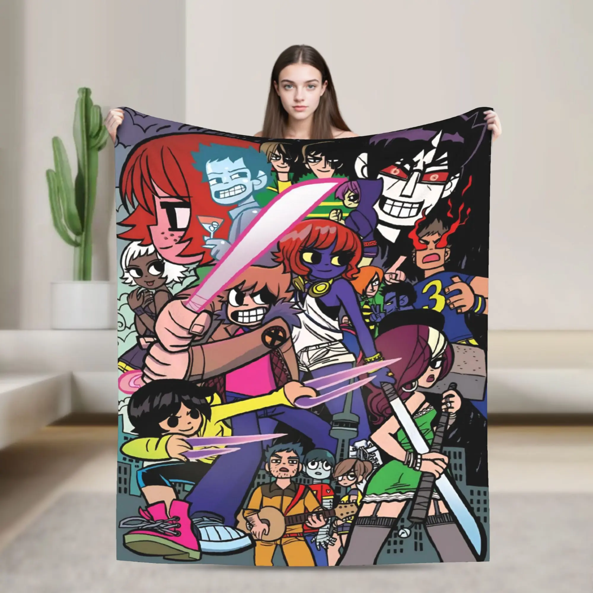 Scott Pilgrim vs. the World Accessories Blanket Lightweight Thin Flannel  Throw Blankets Relax Quilt
