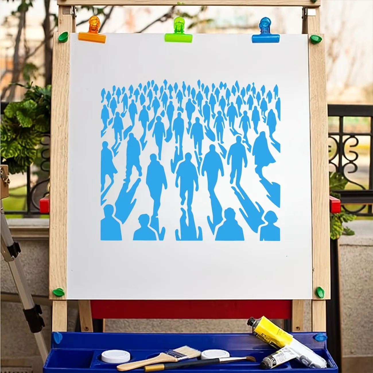 Reusable Stencil for Painting, The Dystopian Crowd Design