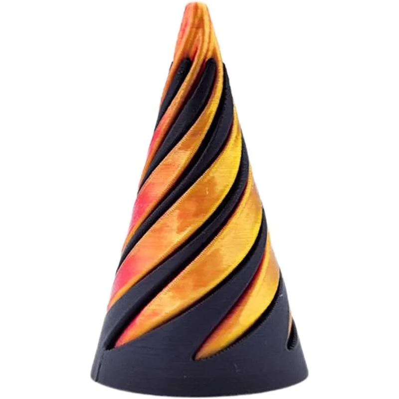 3D Printed Spiral Cone Ornaments Helix Rotating Pressure Reducing Toy Pyramid Passthrough Sculpture Spiral Cone Ornaments