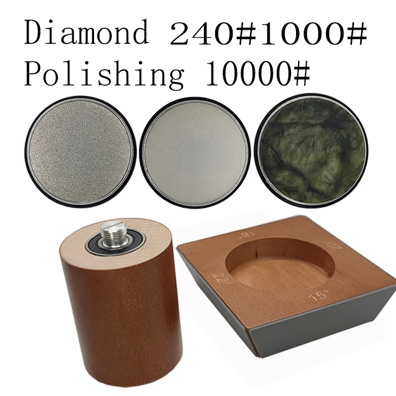 【4 Angle】New Wooden Rolling Knife Sharpener 15/18/20/22° Roller Sharpeners Professional Grinding System Diamond Sharpening Stone