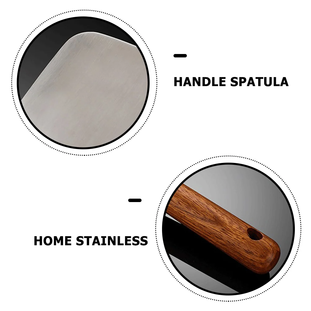 

Wooden Handle Cooking Spatula Premium Stainless Steel Kitchen Cooking Tool Heat Resistant Non-Slip Grip Rust Proof Home