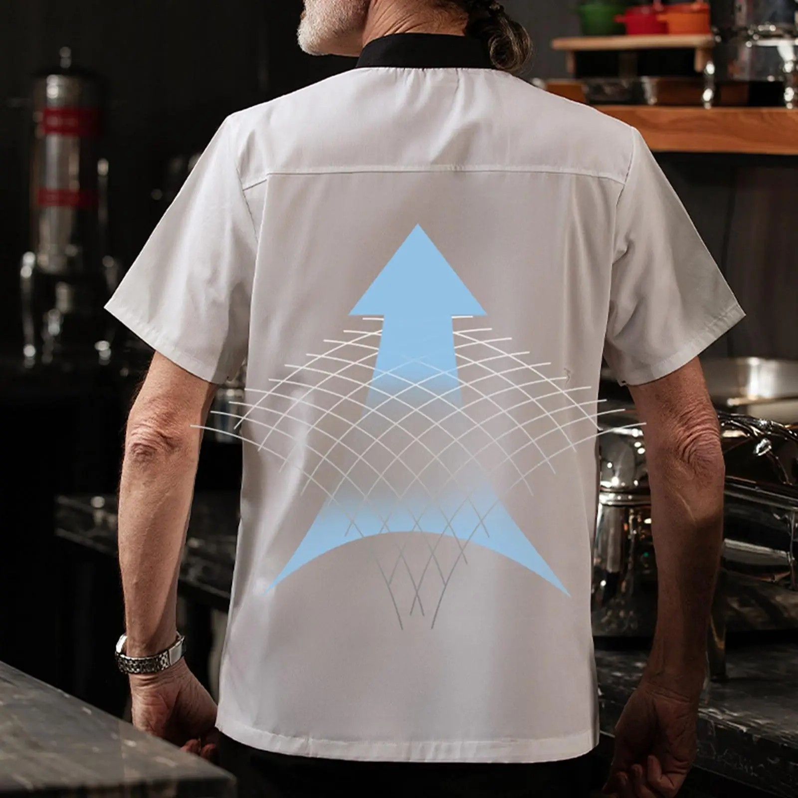 Unisex Uniform Short Sleeve Chef Coat Jacket for Catering Cooker Bakery Bar