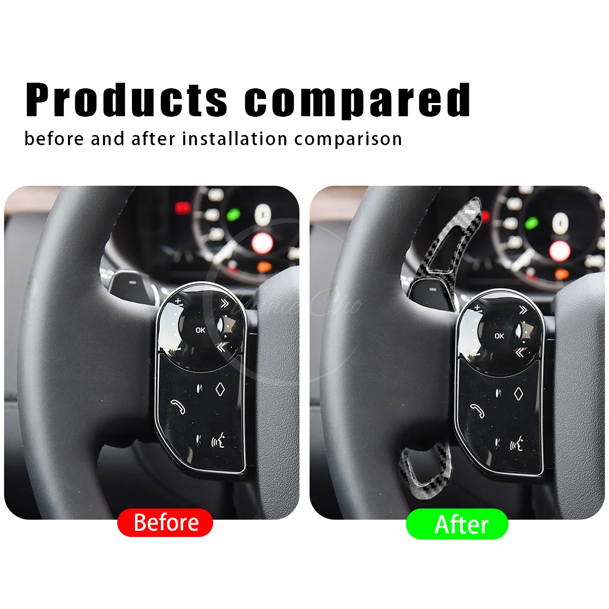 Paddle Shifter für Range Rover Sport Velar Evoque Zubehör Nachahmung Kohlefaser für Land Rover Discovery Lenkrad – Detail 4