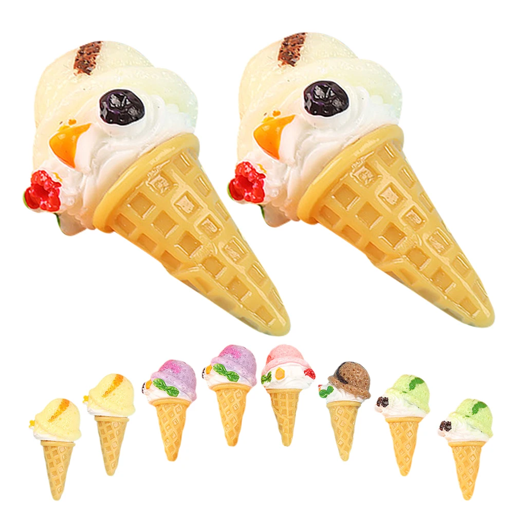 

10pcs Simulation Ice Cream Fake Cone Toy Realistic Decoration Artificial Dessert Model Display Prop Resin Material Bright Color