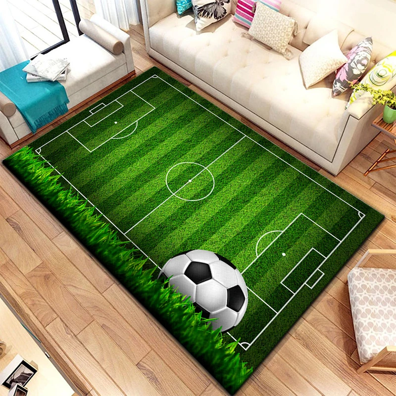 3D Fußball Fußball Sport Silhouette Muster Teppich für Wohnzimmer Teppiche Camping Picknick Matte Anti-Rutsch-Teppich Kriechmatte Fans Geschenk