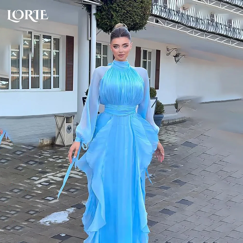 

LORIE Shawl Crepe Mermaid Evening Dress Sexy Lace Appliques Illusion Prom Dress Corset Train Floor Length Party Gown Customized