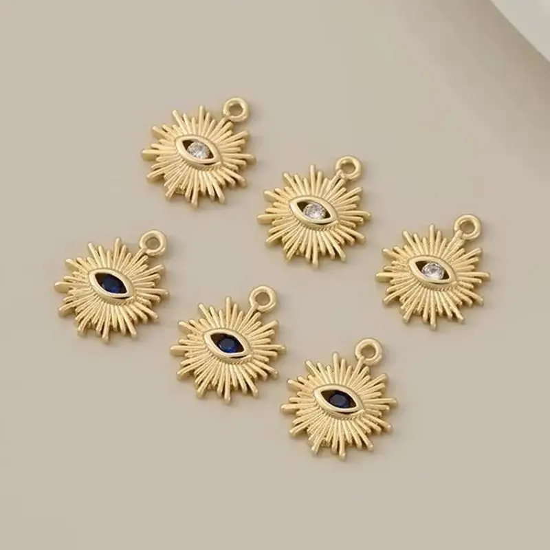 

14K Gold-plated Zirconium Pendant Accessories, Handcrafted Beaded Diy Bracelet, Necklace, Earrings, Retro Style Jewelry Material