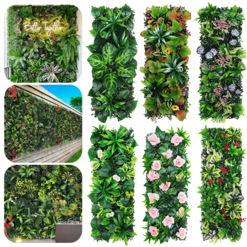 DIY Artificial Plant Wall Panel 75x25cm Flower Simulation Maple Plant Sheet Green UV Protection Artificial Eucalyptus Carpet