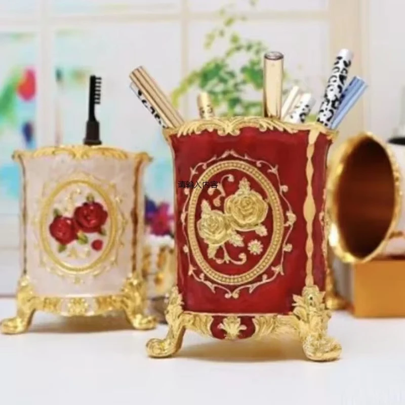 

Стильный держатель для ручек в китайском стиле, ящик для хранения из цинкового сплава для офисных принадлежностей, канцелярских и столовых приборов, органайзеры для домашнего офиса