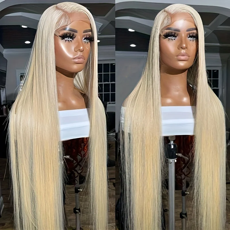 613 Honey Blonde 13x6 HD Transparent Lace Frontal Human Hair Wigs Colored Wig Brazilian Bone Straight 13x4 Lace Front Wig 36inch