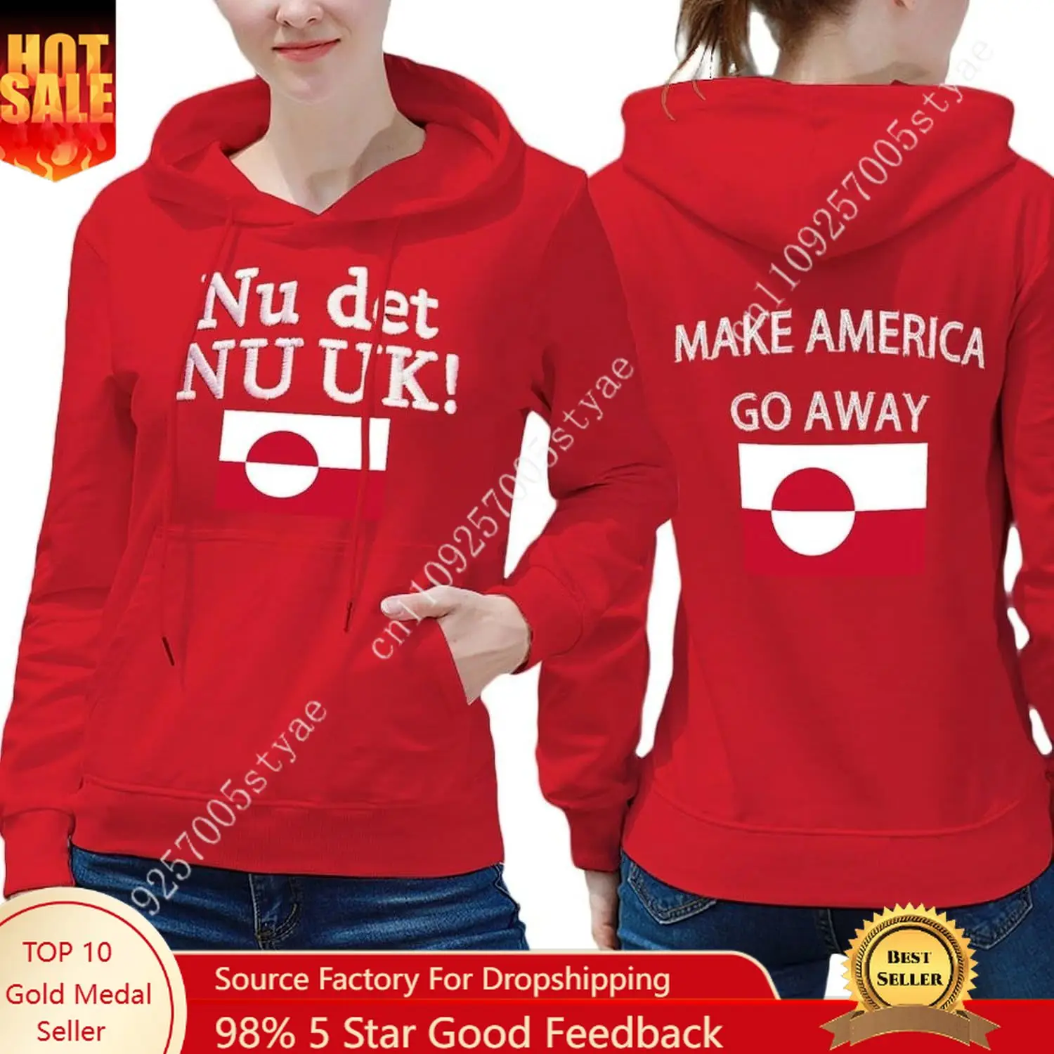 

Make America Go Away Hoodie Greenland Flag Hoodies Women Nu Det NU UK Hooded Pullover Cotton Sweatshirts Long Sleeve Clothes