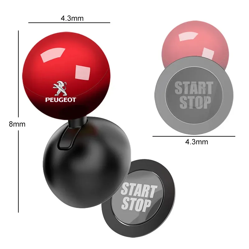 1Pcs Car Logo Push Start Button Lever Creative Protective Cover for Peugeot 206 2008 508 407 301 406 408 308 307 208 207 3008