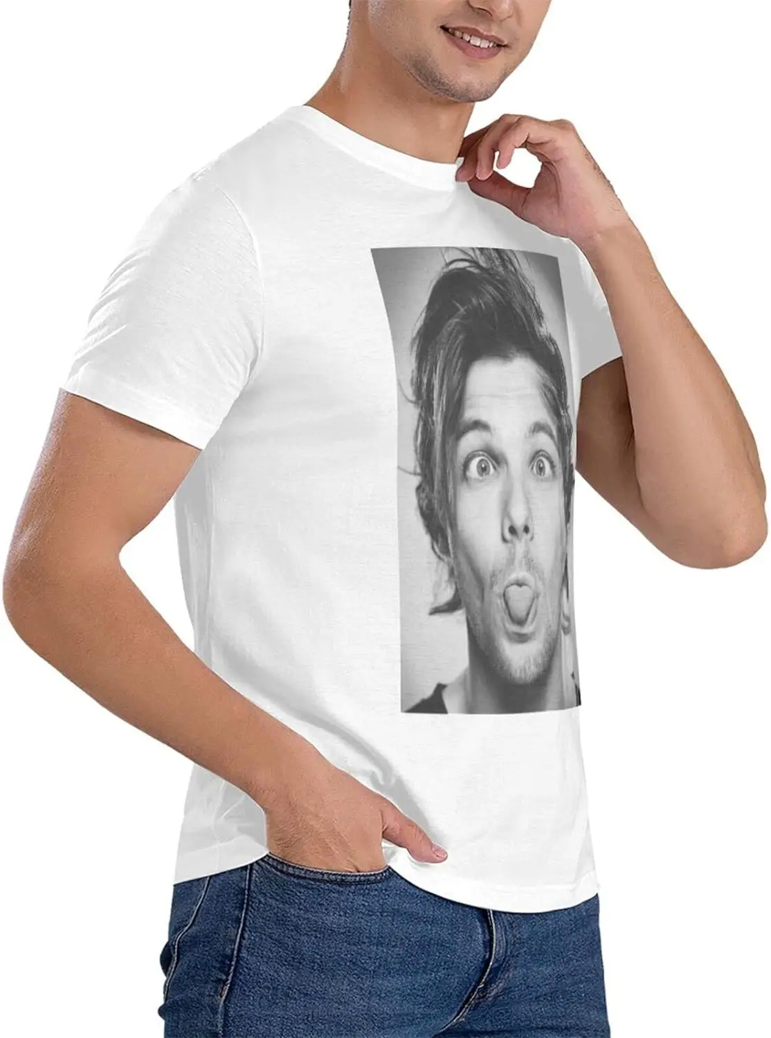 Louis Music Tomlinson T-Shirt Short Sleeve Shirt Neck Casual Top Basic Crew Classic Fashion Black