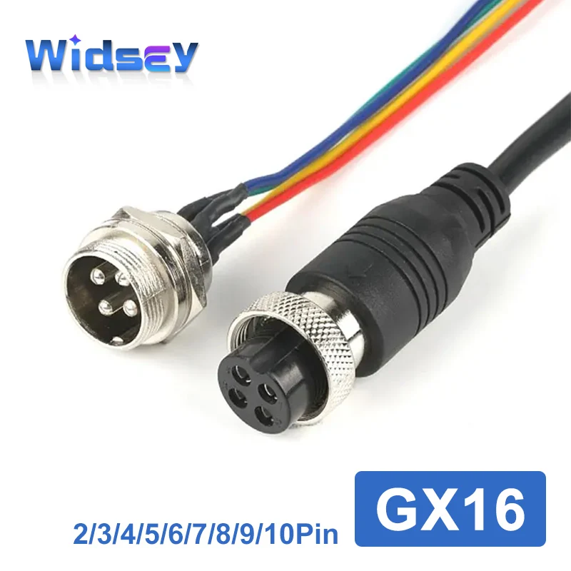 GX16 Aviation Plug with Cable Waterproof IP68 2 3 4 5 6 7 8 9Pin Male Socket 16mm Open Connector Cable gx16 Extension Cord