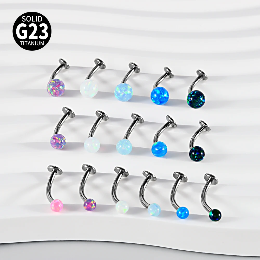 1/4PCS Solid Titanium Curved Round  Belly Ring Cartilage Earrings Stud CZ Zircon Helix Labret Tragus Piercing Jewelry
