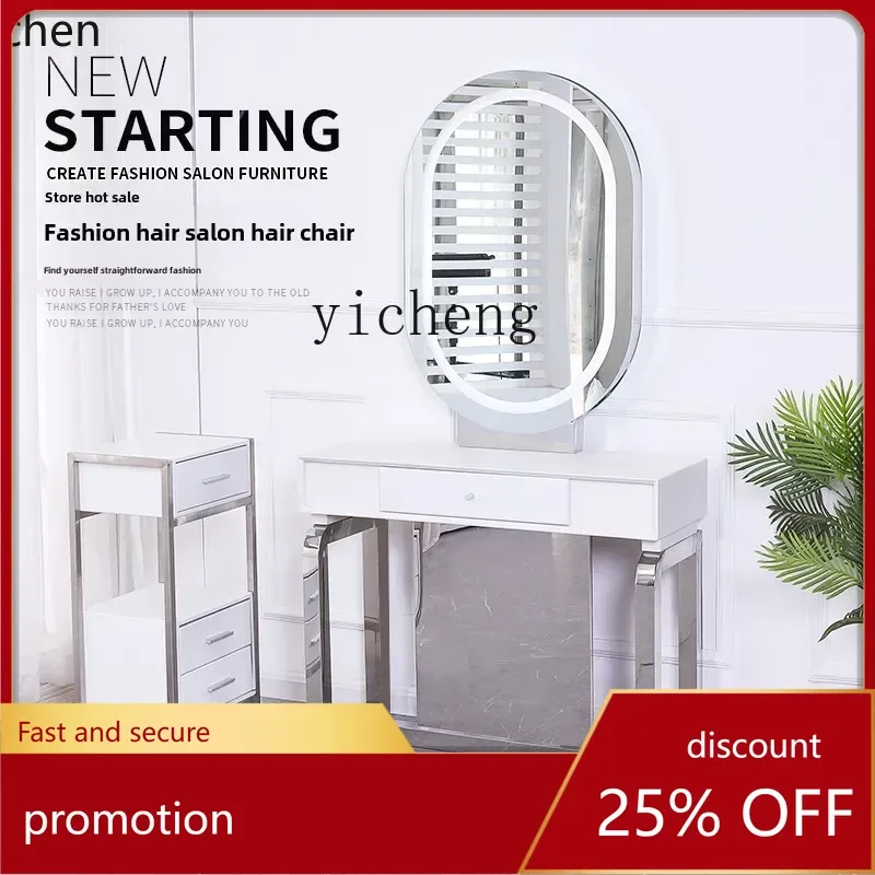 

HXL barber shop simple hair mirror table hair salon special hair cutting mirror stainless steel trendy shop mirror
