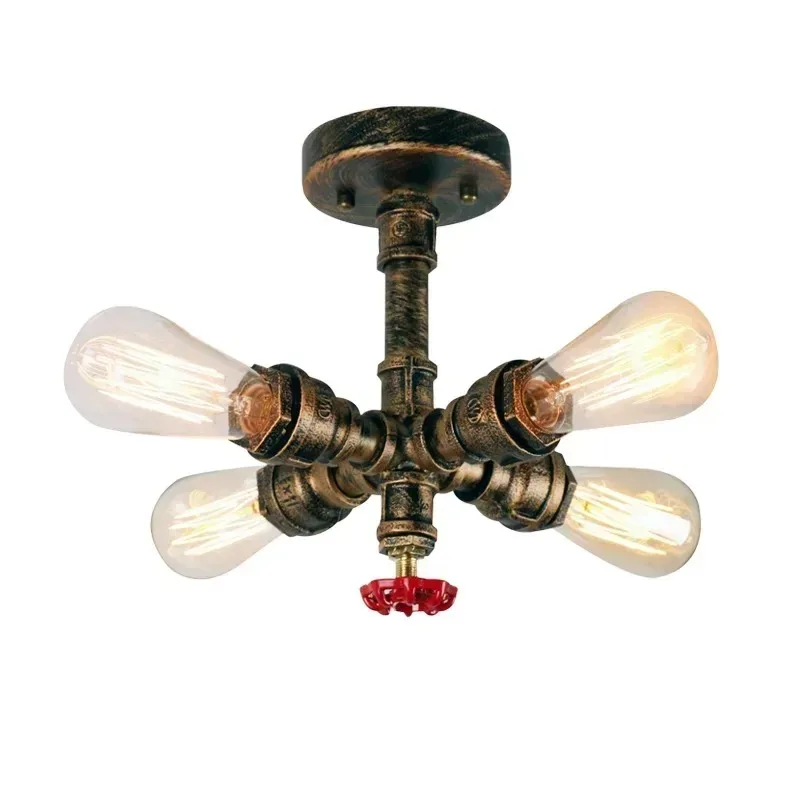 Plumbing Retro Ceiling Lamp 4 Living Room Dining Room Aisle Cafe Bar Industrial Light