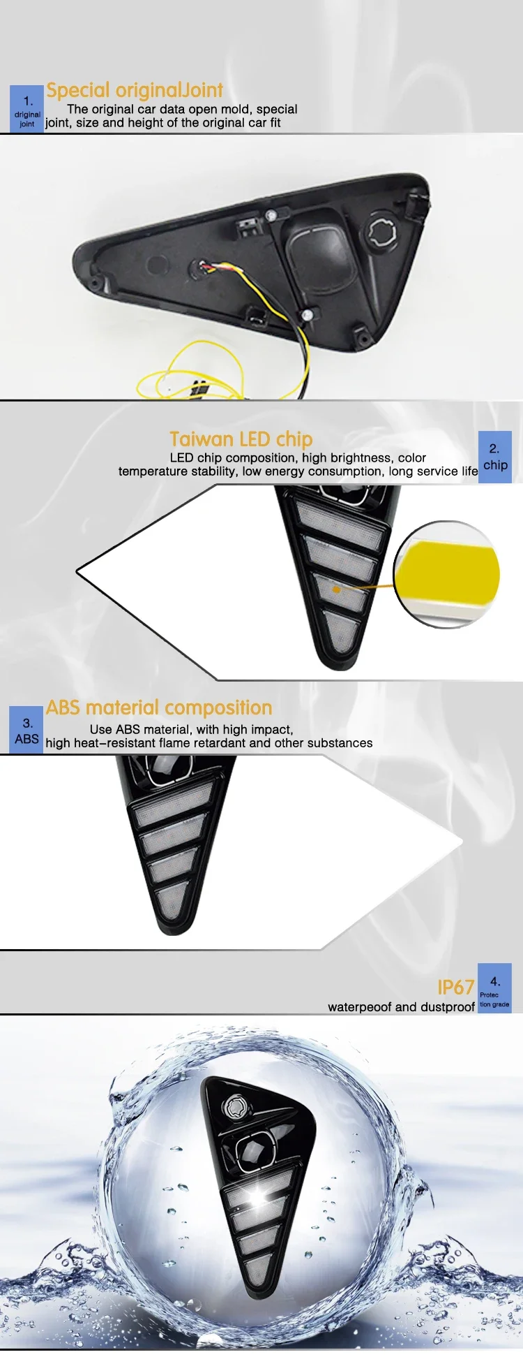DRL Car LED Daytime Running Light Wtih Dynamic Yellow Turn Signal Driving Lamps 12V Daylights for Toyota Yaris 2023 2024 detail image 3