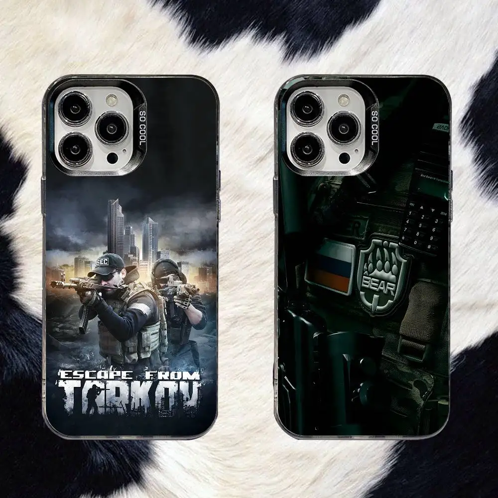 

E-Escape From T-Tarkov Game Phone Case For iPhone 16,15,14,13,12,11,8,7,Pro,Max,Plus,Mini,XS,SE Anti Fall Black Matte Hard