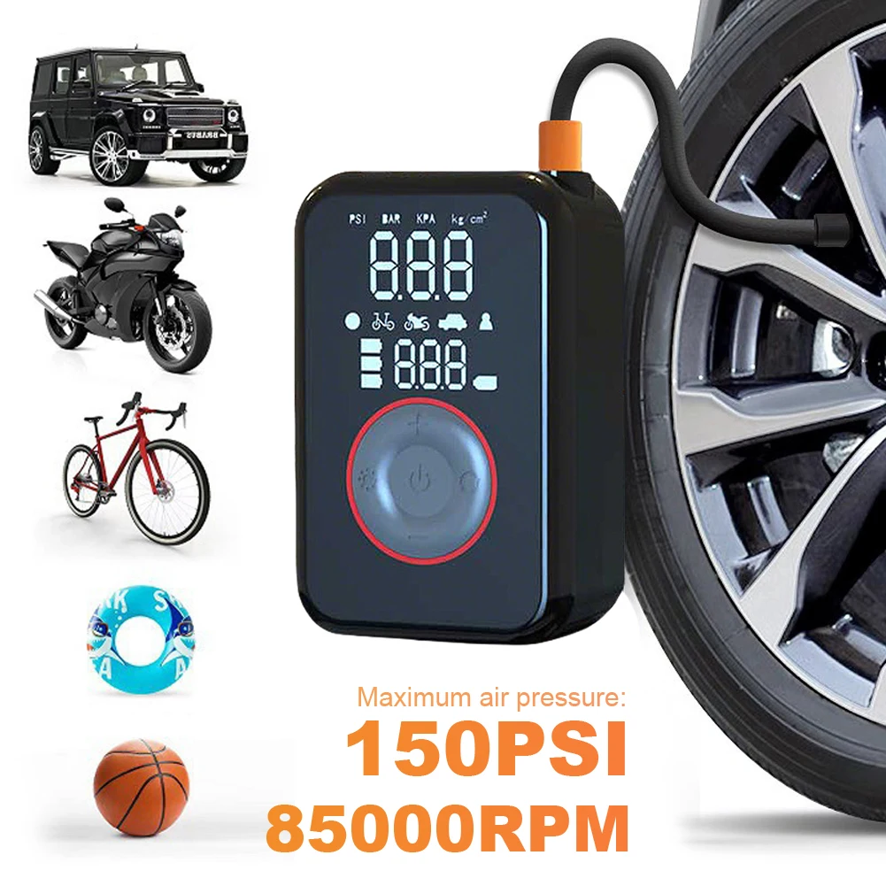 

Universal Tire Inflator USB Type-C Rechargeable Cordless Bike Pump Auto-Stop Electric Car Inflation Pump for Car Motorcycle Bike