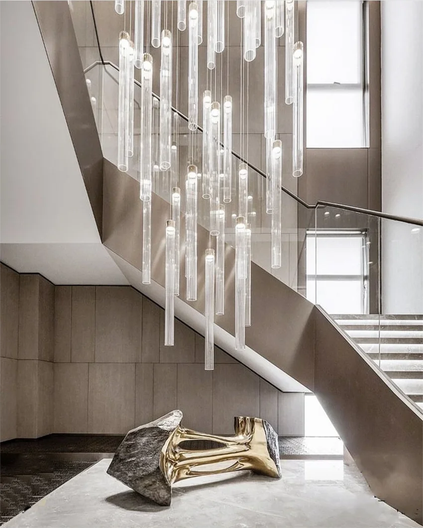 

Modern Glass Tube Ceiling chandelier Duplex Staircase Restaurant Attic Home Decoration Light Fixture