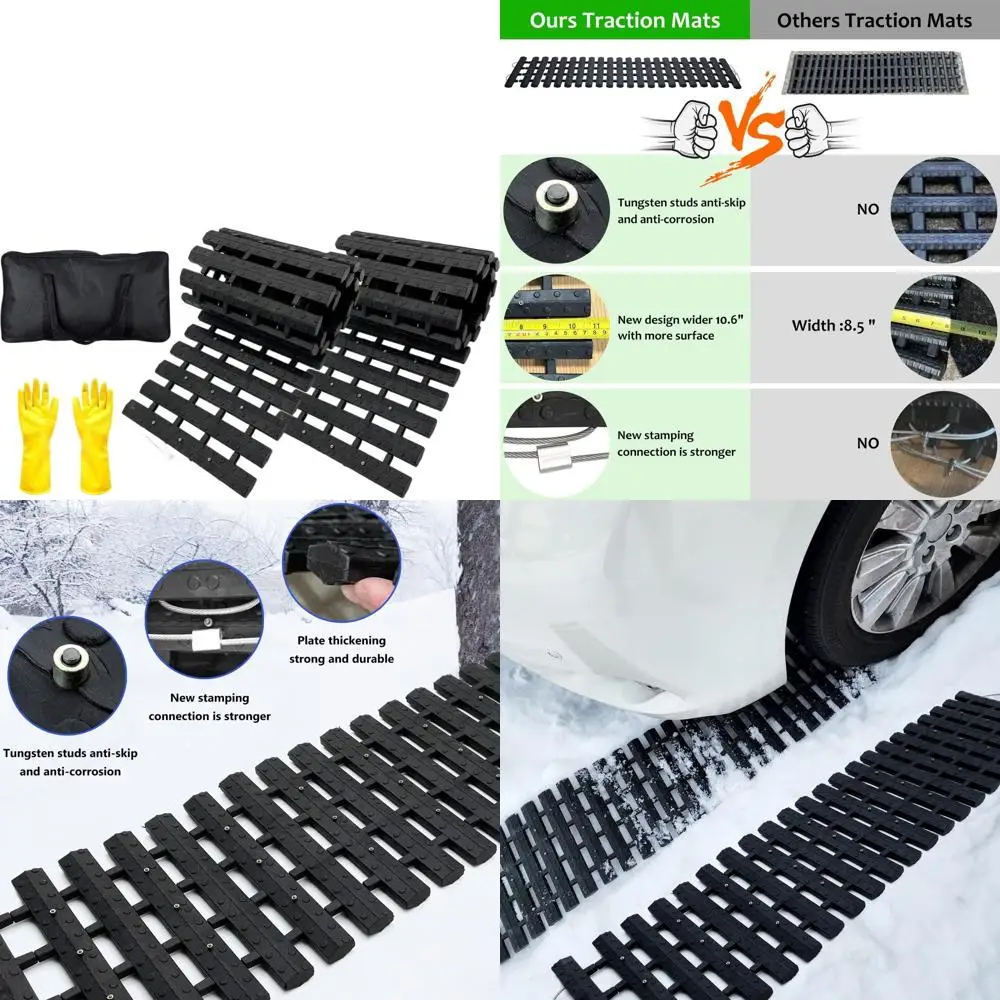

Vehicle Traction Mat for Mud, Ice, and Sand - Strong Grip, 10.6 x 39.5 Road Rescue Accessory
