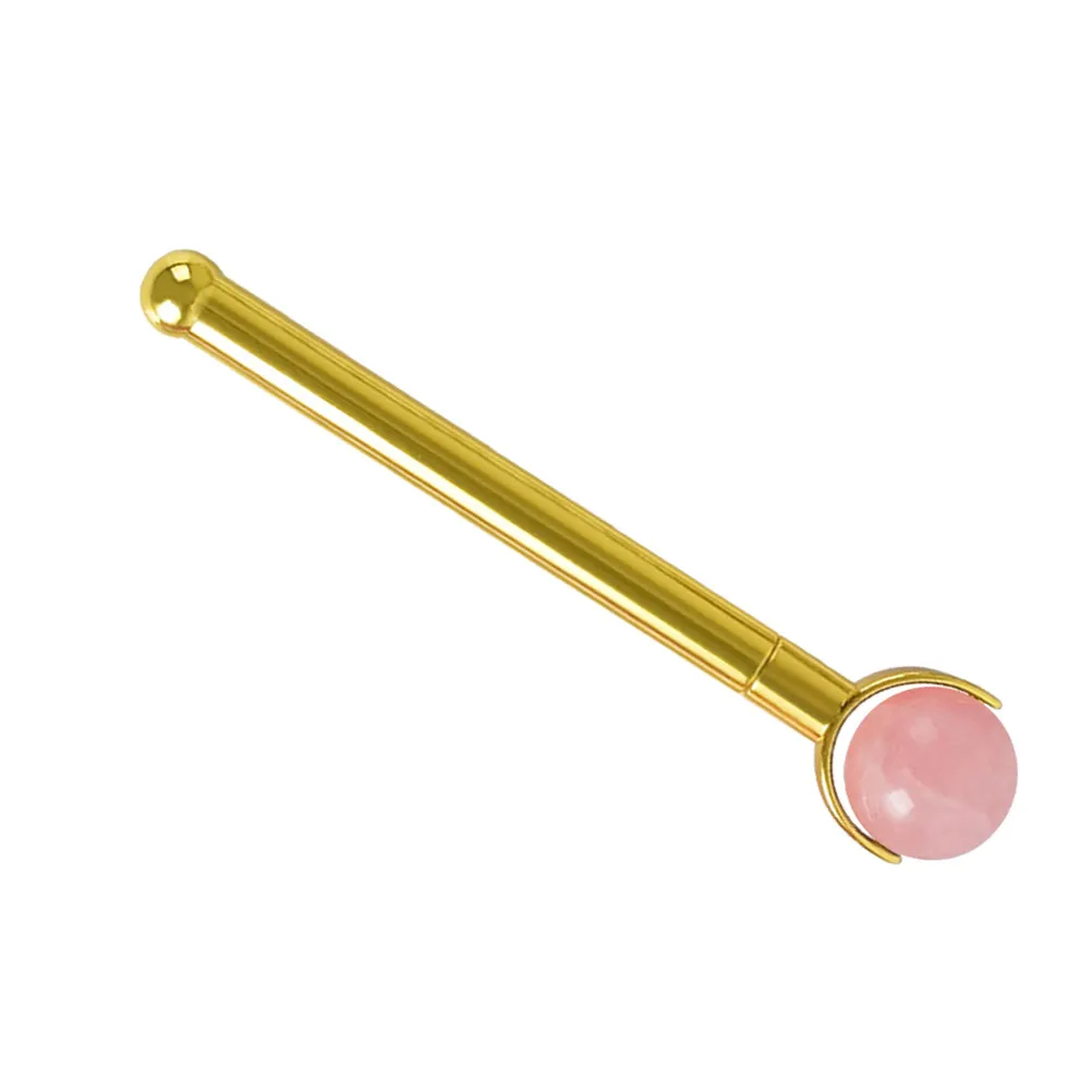 Facial Massage Roller Rolling Head Rose Gold Metal Handle Handmade Skin Care Tool for Anti Aging Depuffing Relaxation - view 4
