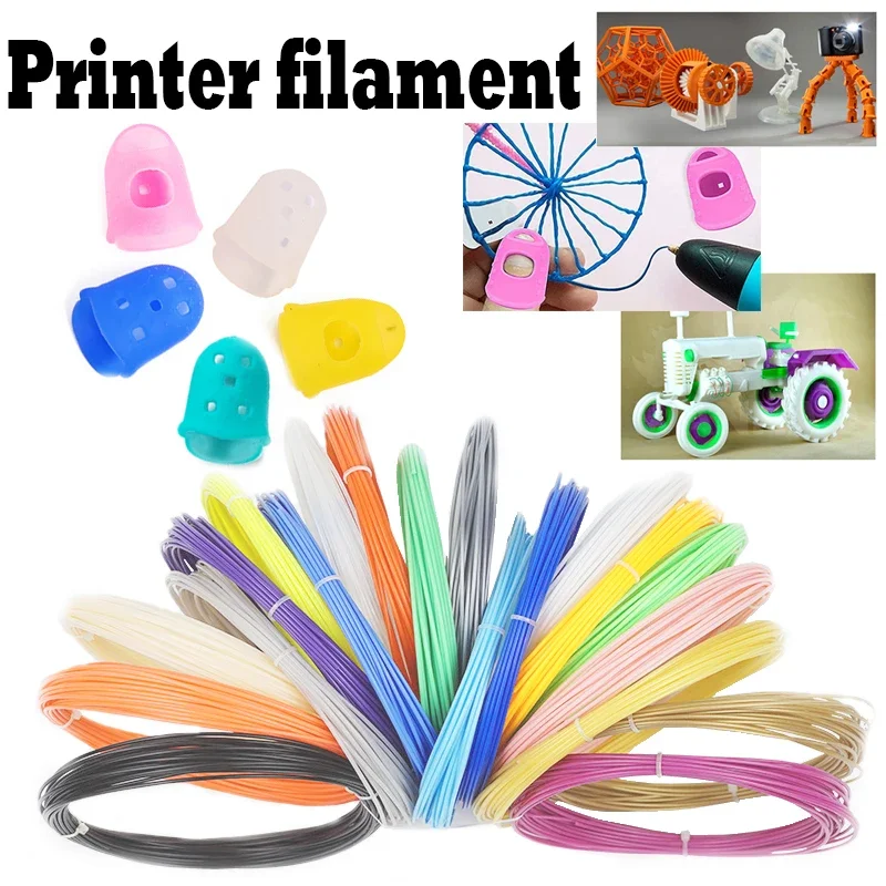 

1 set of PLA filament and silicone finger sleeve WD 1.75mm 10 meters/roll odorless safe plastic refill for 3D kids printing pen