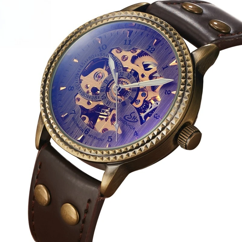 

Мужские бронзовые арабские цифровые светящиеся игольчатые антисиние механические часы