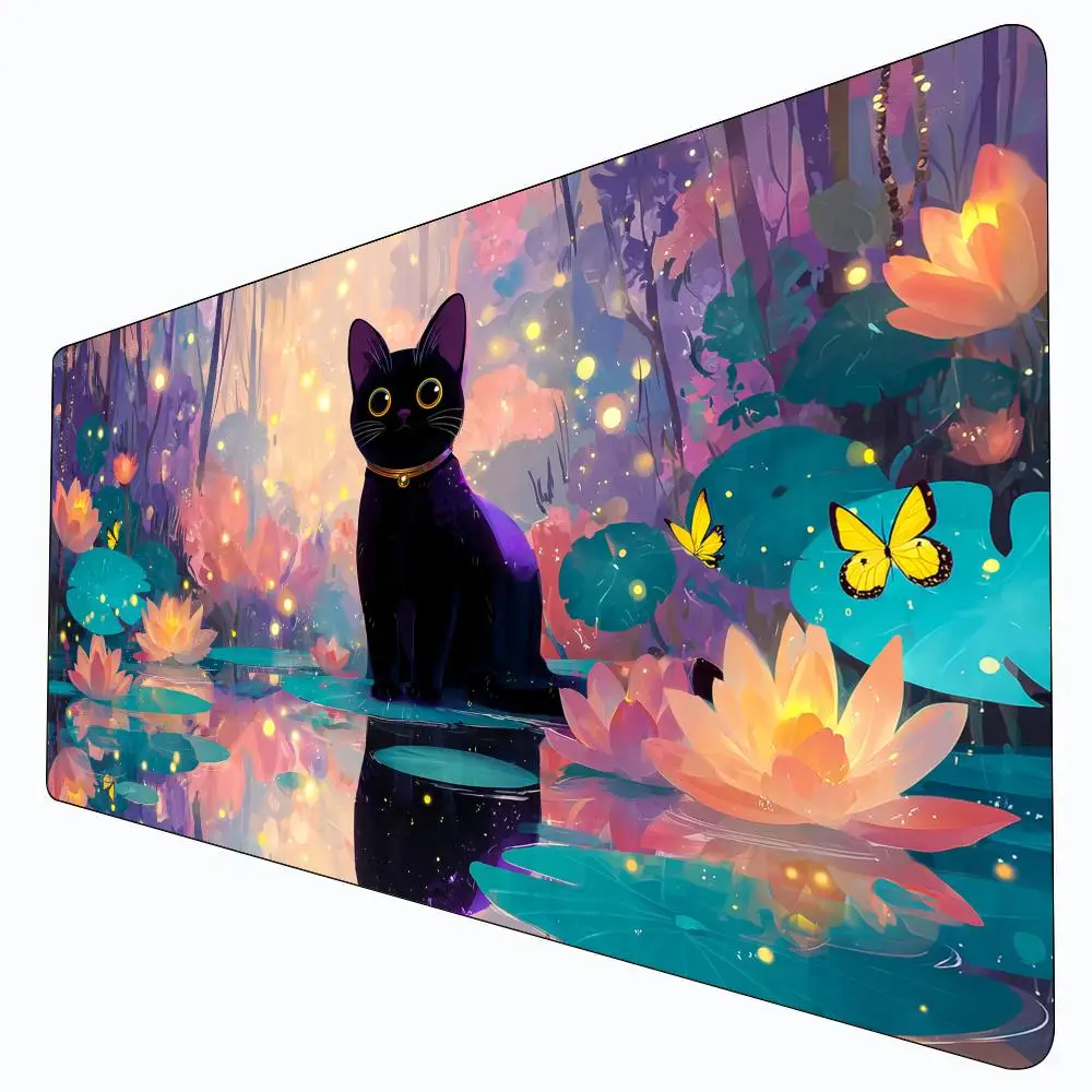 

Fireflies and Cat MTG Playmat Magic Card Battle Mat Non-Slip Durable 35X60CM Commander playmat Board Game Mat for TCG