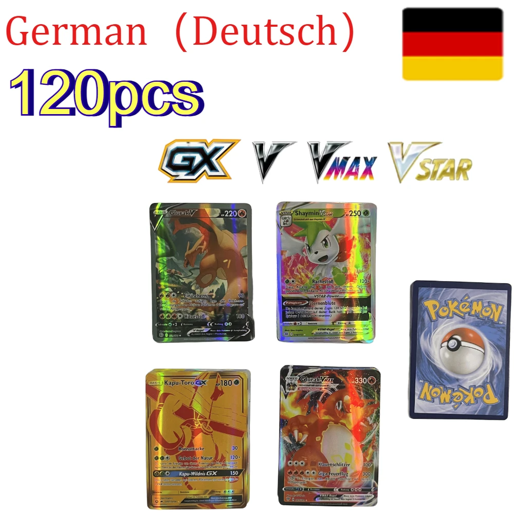 54-200 Stück Pokemon-Sammelkarten Pikachu Charizard Bulbasaur V GX VMAX VSTAR Französisch Englisch Deutsch Koreanisch Spanisch Versionen