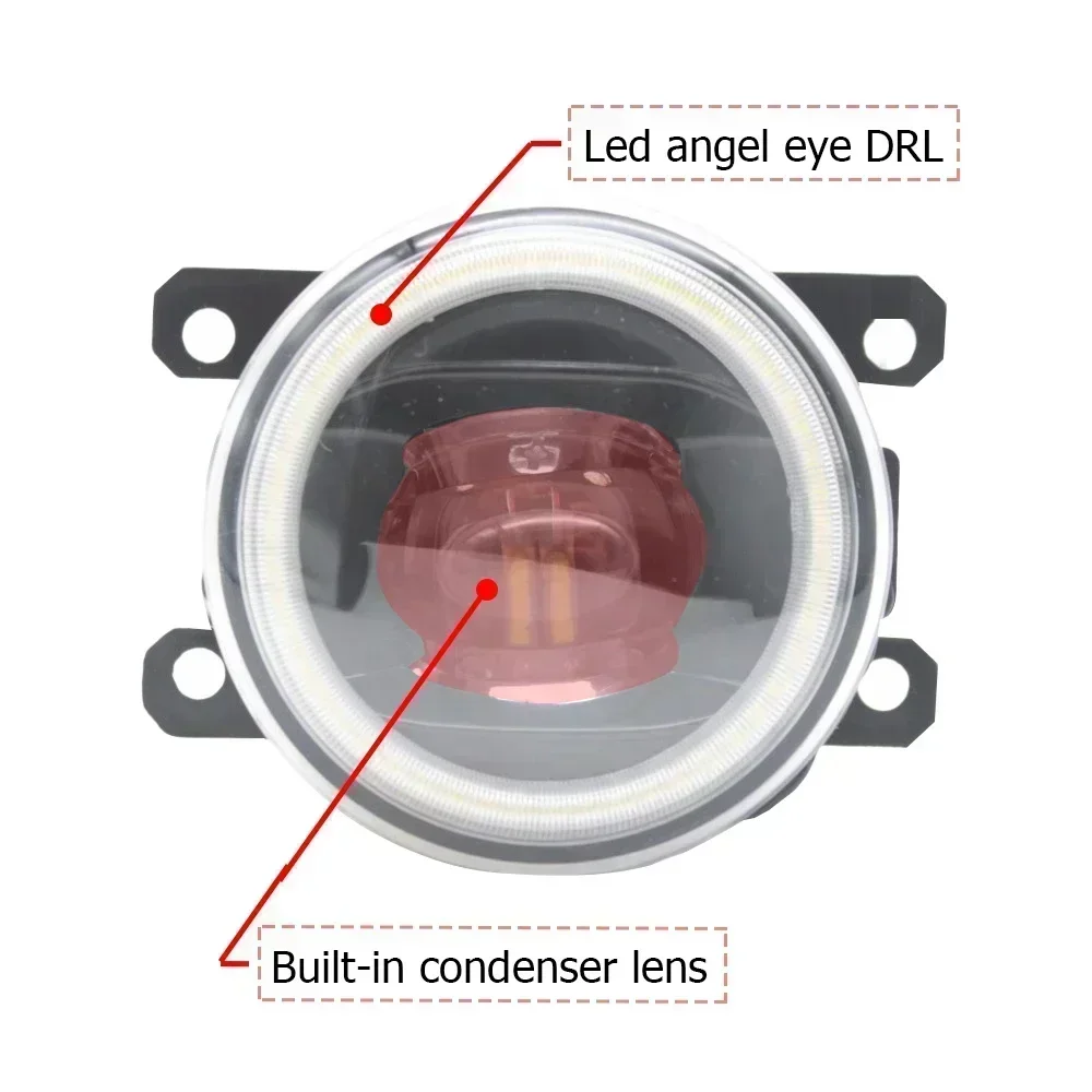 Pair Upgrade LED Fog Lights For Fiat 500 FF/312 2012-2015 + Led Angel Eyes DRL Car PTF 30W with Lens Daytime Running Lamp