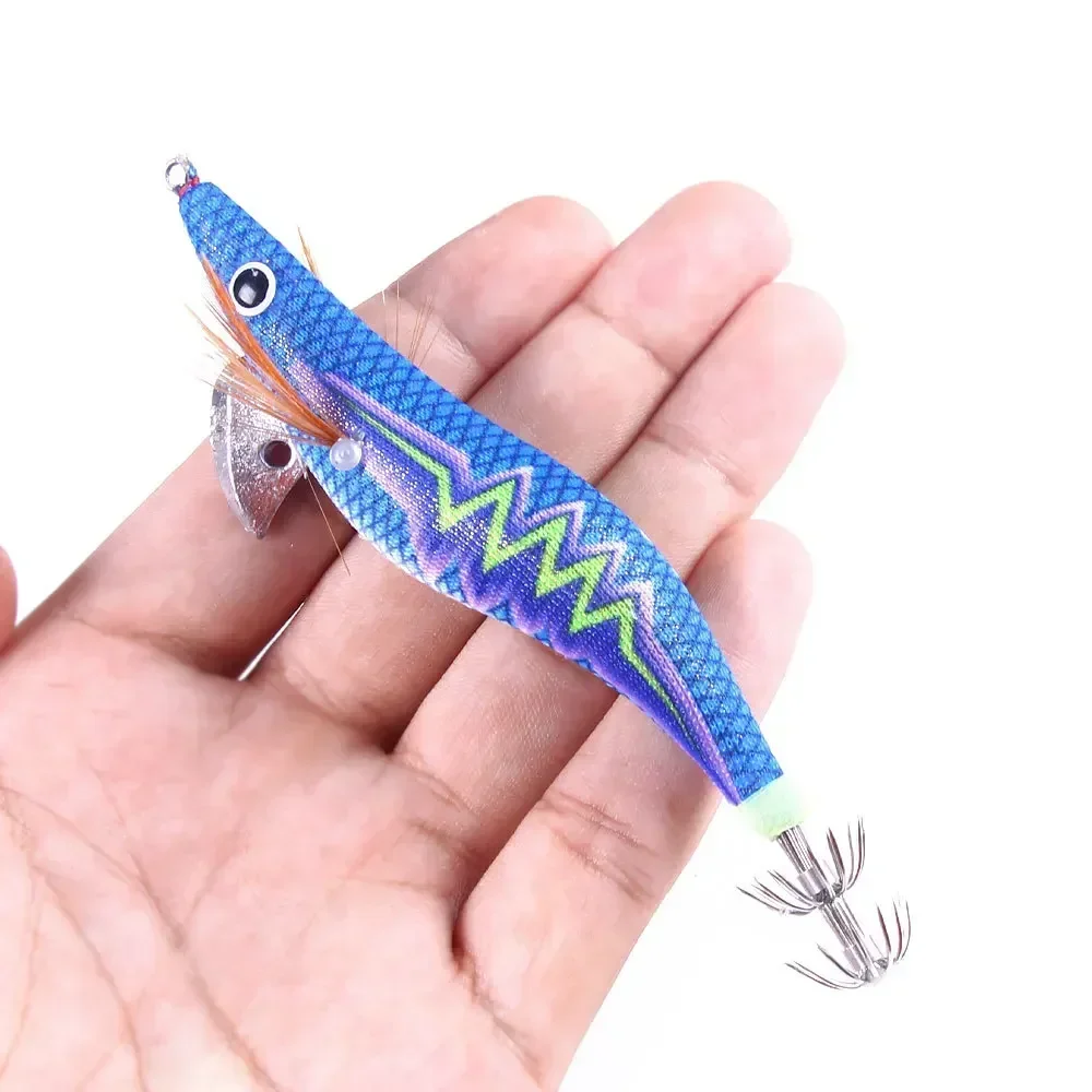 4pcs 105mm Fishing Lure Sharp Luminous Wood Shrimp Octopus Artificial Bait Shrimp Squid Fish Barbed Hook for Fishing Lovers