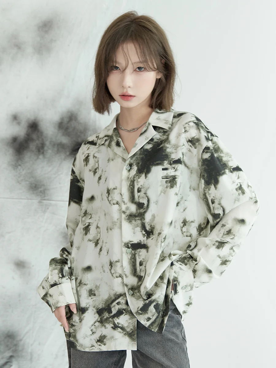 

avi Museum Loose Fit ort Sve Tie Dye irt Women's Summer Vintage Sle Thin Polyester Top Comfortable Non Deformable