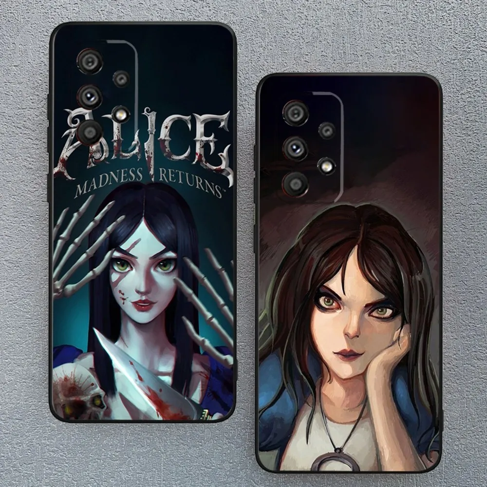 Game A-Alice Madness Returns Phone Case For Samsung Galaxy A13,A21s,A22,A31,A32,A52,A53,A71,A80,A91 Soft Black Phone Cover