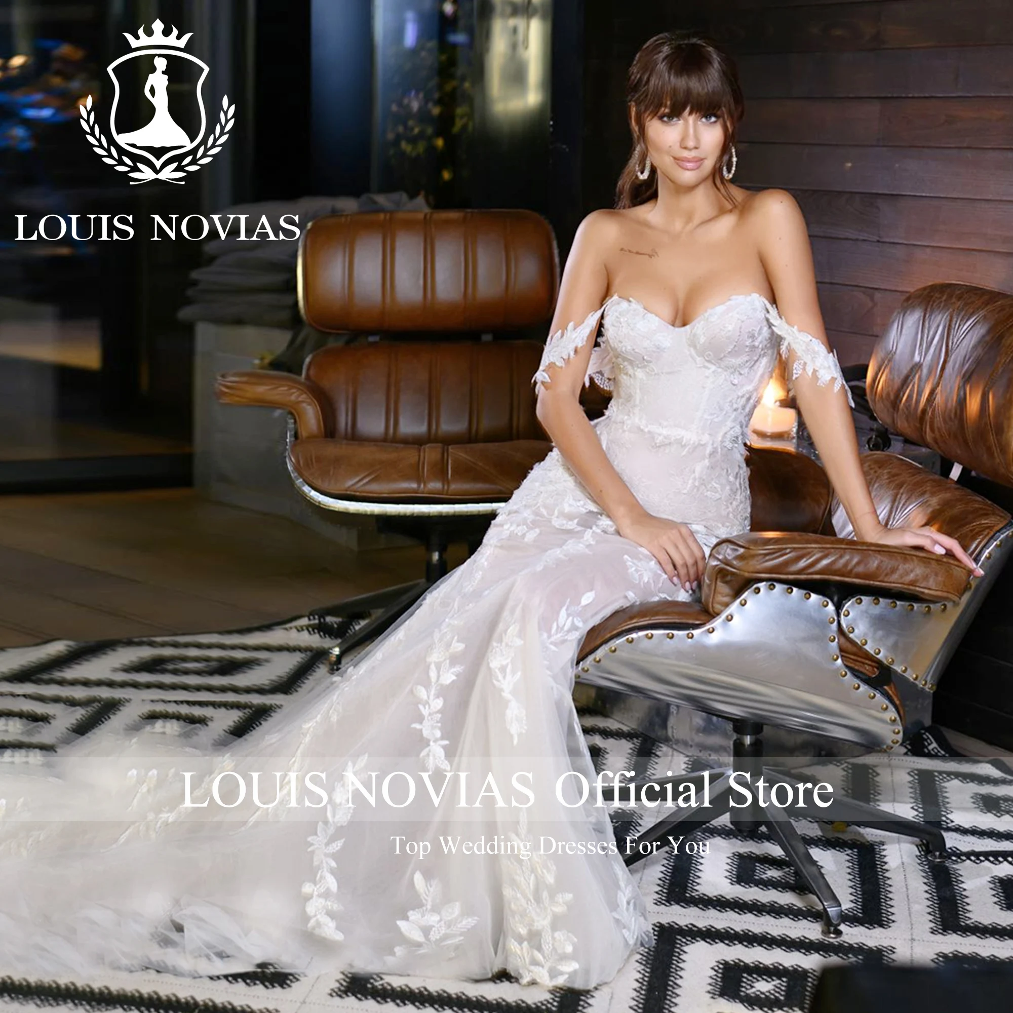 Louis novias-半透明の刺繍トランペットのウェディングドレス,人魚のウェディングドレス,セクシーでモダンなハート