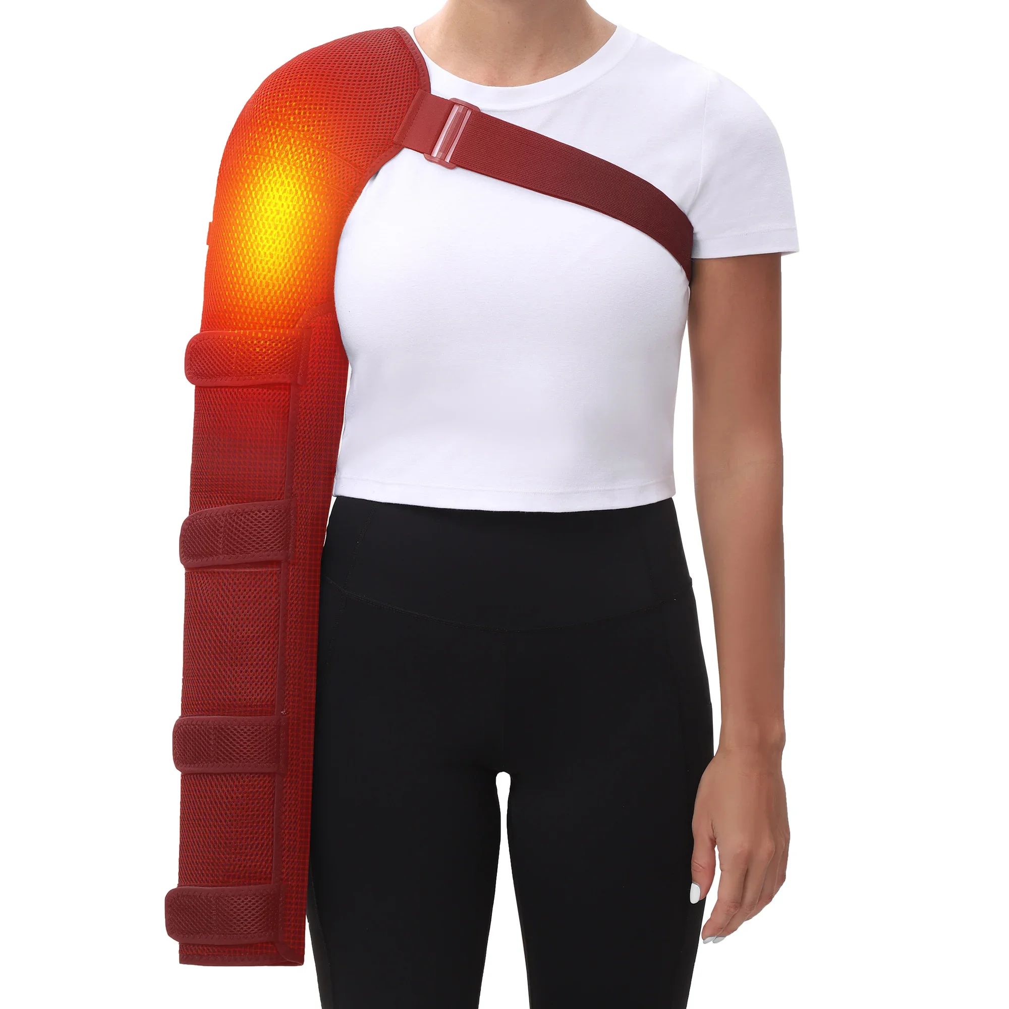 Protector de brazo largo con calefacción de capa de aire, masajeador de vibración para brazo, alivia el dolor de codo y hombro congelado, soporte de recuperación para el cuidado térmico del brazo