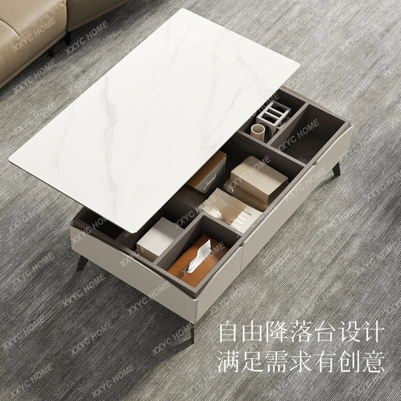 Cream wind coffee table Modern simple storage rock slab coffee table