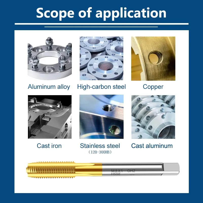 Machine Tap Drill Bit TiN Coating Metal Screw Hole Tap Drill M3 M4 M5 M6 M8 Straight Flute Screw Machine Tap Tools