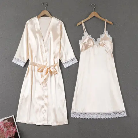 

Pajama Sets Women's Summer Sexy Silk Nightgown Home Clothes Underwear Femmes Sexy' Sleeping Woman Nightwears for Ladies Slip Hot