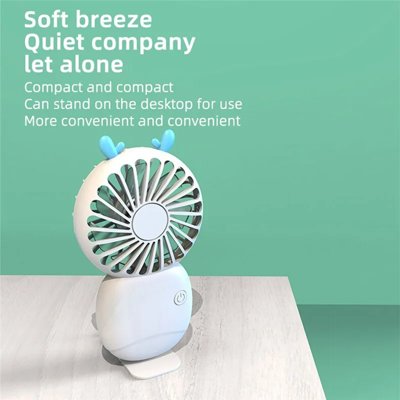 Mini ventilateur de poche portable, style dessin animé, tenu dans la main, pour l'extérieur, rose, pour l'été
