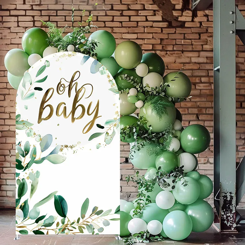 Mehofond مخصص 2-الجانب أوه الطفل أوراق الأوكالبتوس الاطفال حفلة عيد ميلاد استحمام الطفل يغطي كيارا قوس خلفية ديكور خلفية