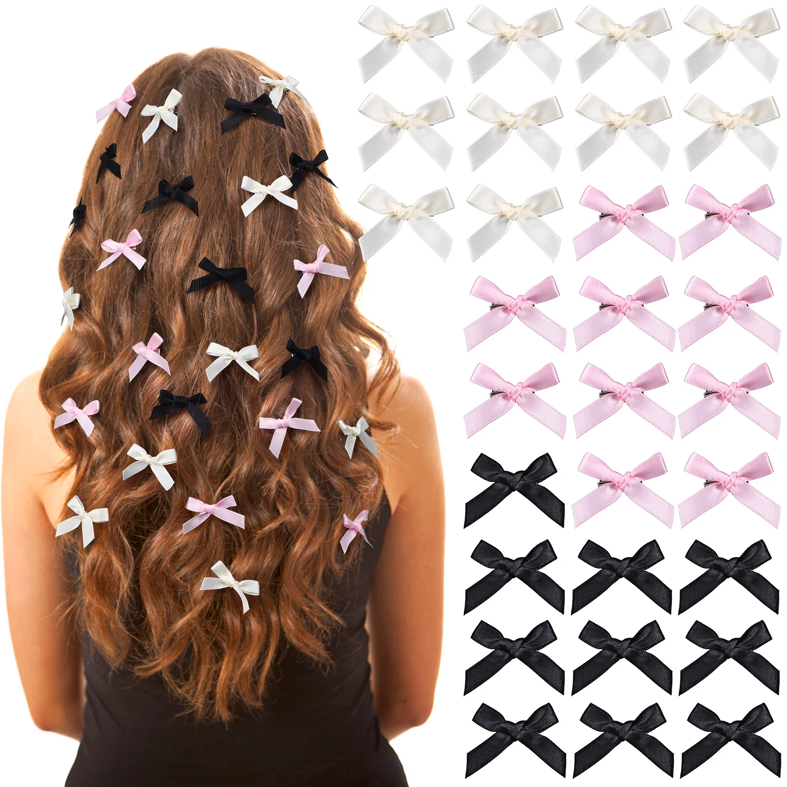 

30 Pcs Bow Hairpin Barrettes Decoration Bows Small Cute Alligator Clips Styling Polyester Bowknot for Women Ponytail Headpiece