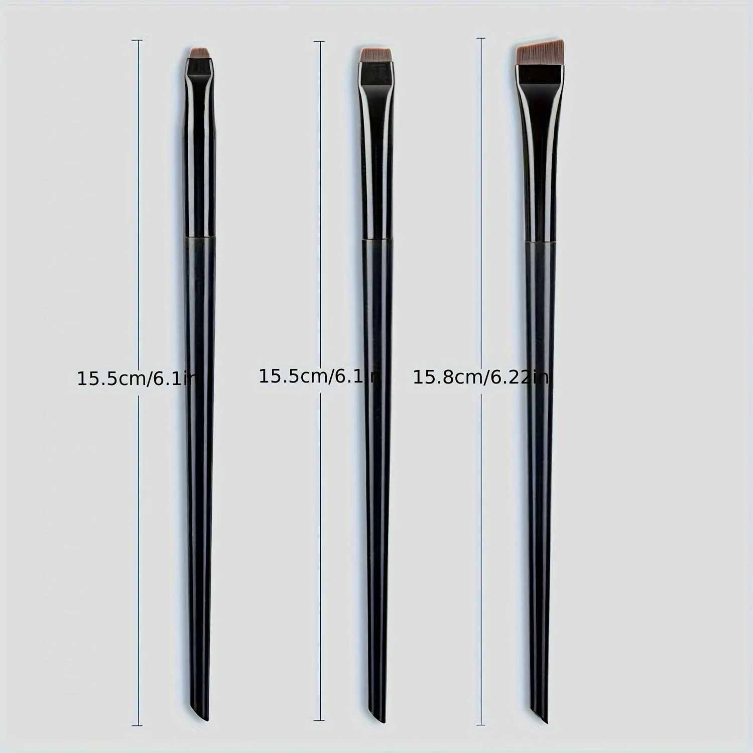 Ultra-Dunne Wenkbrauwborstelset-3 Stuks Schuine Precisie Eyeliner Makeupborstels, Synthetische Borstelharen Schuin Oogschaduw Wenkbrauw Tintin