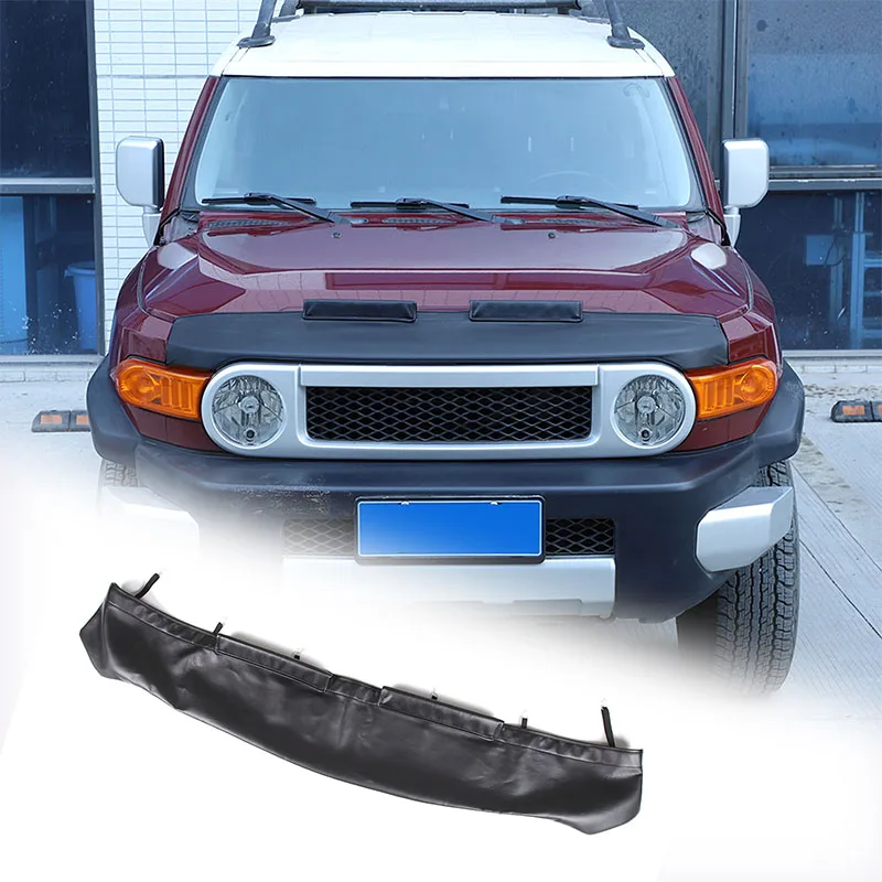 

For Toyota FJ Cruiser 2007-2021 Car Hood Sand and Stone Deflector Protection Cover Black Leather Exterior Accessories