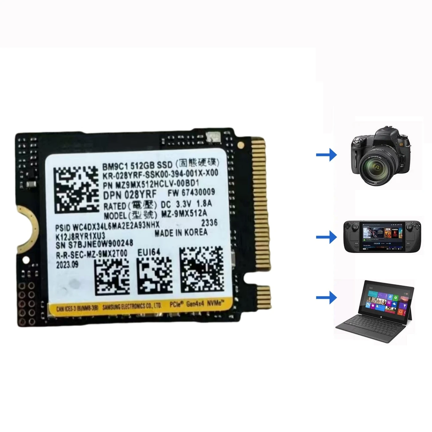 OEM سامسونج SSD PCIe 4.0 M.2 2230 BM9C1 512GB & M.2 2242 PM9B1 / PM9C1a 256GB & PCIe 3.0 M.2 2242 PM991a 128GB 256GB NVMe SSD