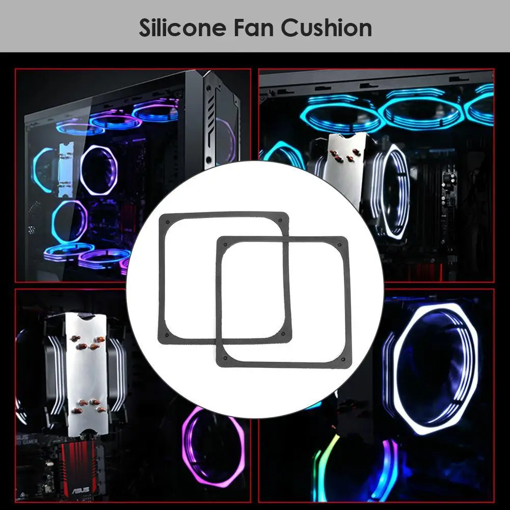 

Силиконовая противоударная амортизирующая накладка 120x120 мм, антивибрационная силиконовая резиновая прокладка вентилятора для корпуса компьютера, вентилятор, 2 шт.