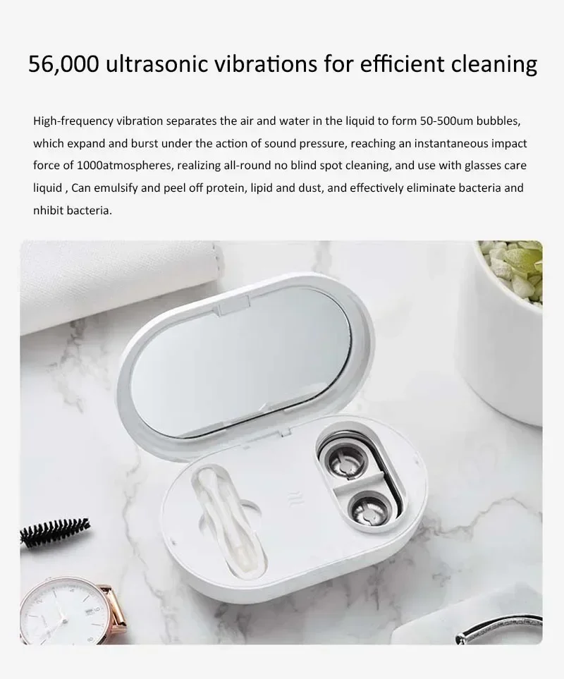 Mijia  HEraclean Contact Lens Ultrasonic Cleaning Machineigh Frequency 56000Hz Frequency Vibration Timing Rechargeable Cleaner