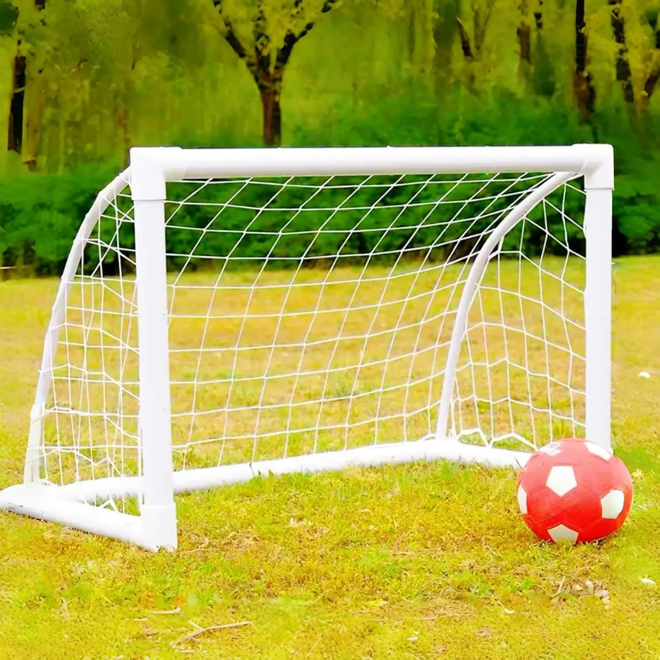 

Soccer Goal 12x6FT/10x6.5FT/8x6FT/8x5FT/6x4FT Outdoor Backyard Net with UPVC Frame & Stakes Portable for Training